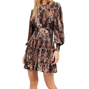 Free People Abstract Print Mini Dress Black Combo